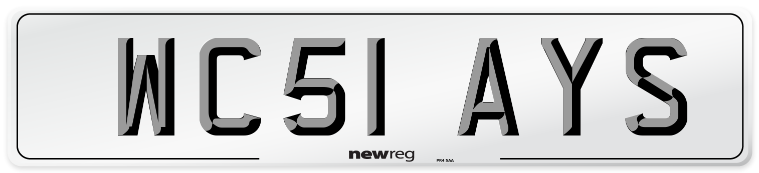 WC51 AYS Number Plate from New Reg